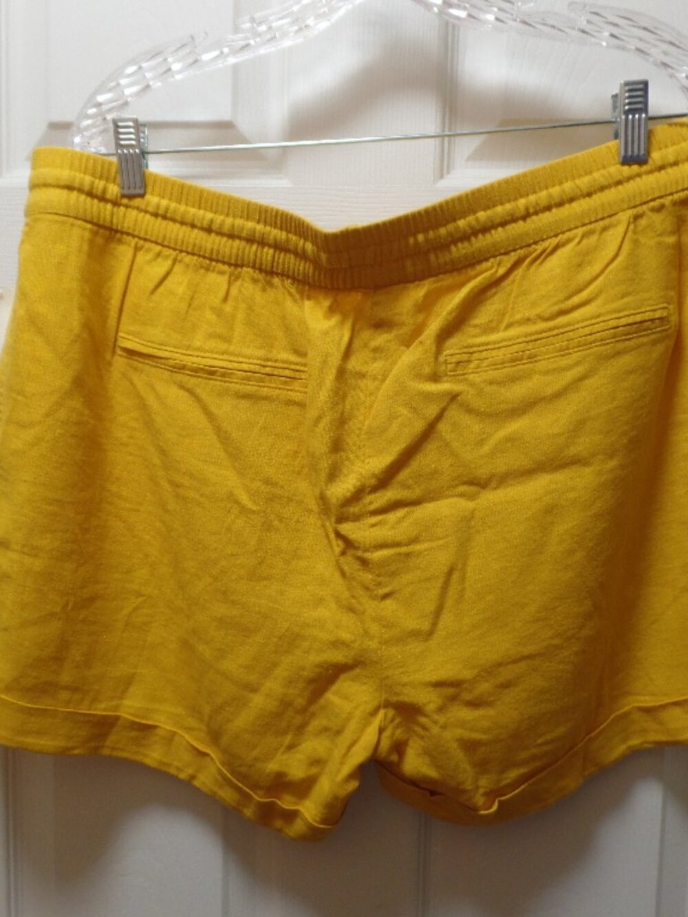 *NWT* Old Navy XL 16 18 SQUASH GOLD YELLOW Linen Elastic Drawstring Waist Shorts - Picture 4 of 6